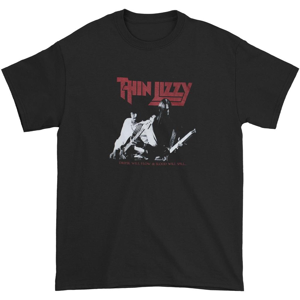 Men's Thin Lizzy The Drink Will Flow T-shirt Small Black