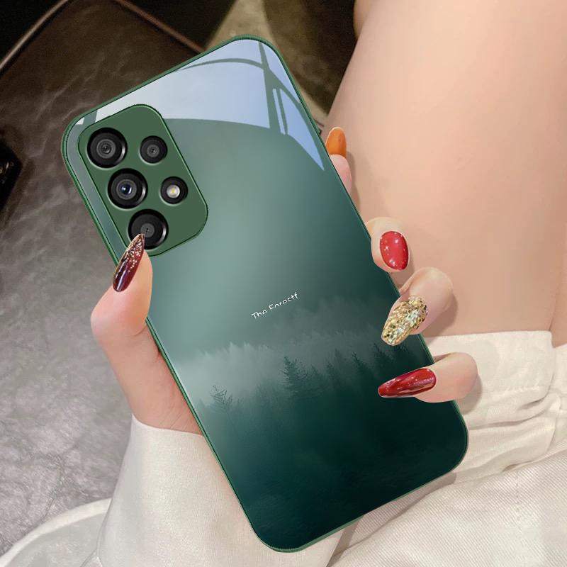 Чехол для телефона из закаленного стекла Misty Forest Black для Samsung Galaxy S10 4G S20 11E 30 S21 21Fe 22 S24 Pro S23 Ultra 5G S8 S9
