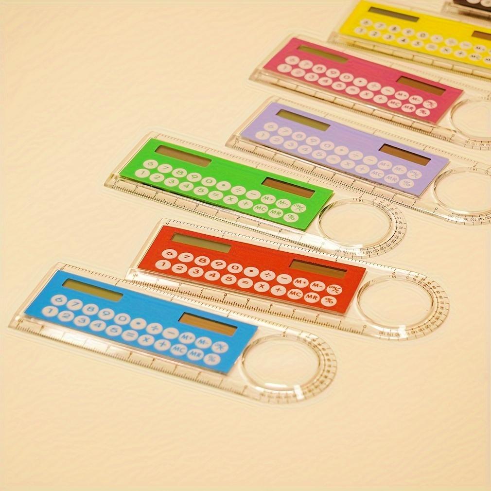 Мини Ультратонкая Линейка с Солнечным Калькулятором и Лупой - Многофункциональные Школьные и Офисные Принадлежности, Прочный Пластик, Идеально для Студентов
