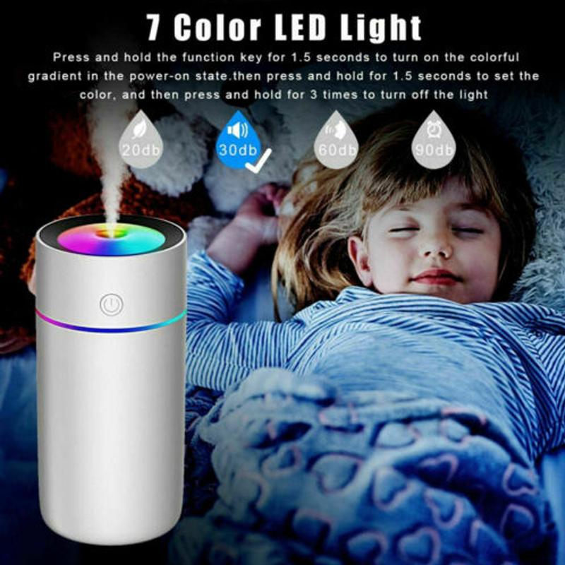 320ml USB Mini Humidifier LED Night Light Spraying Diffuser for Home Office Car