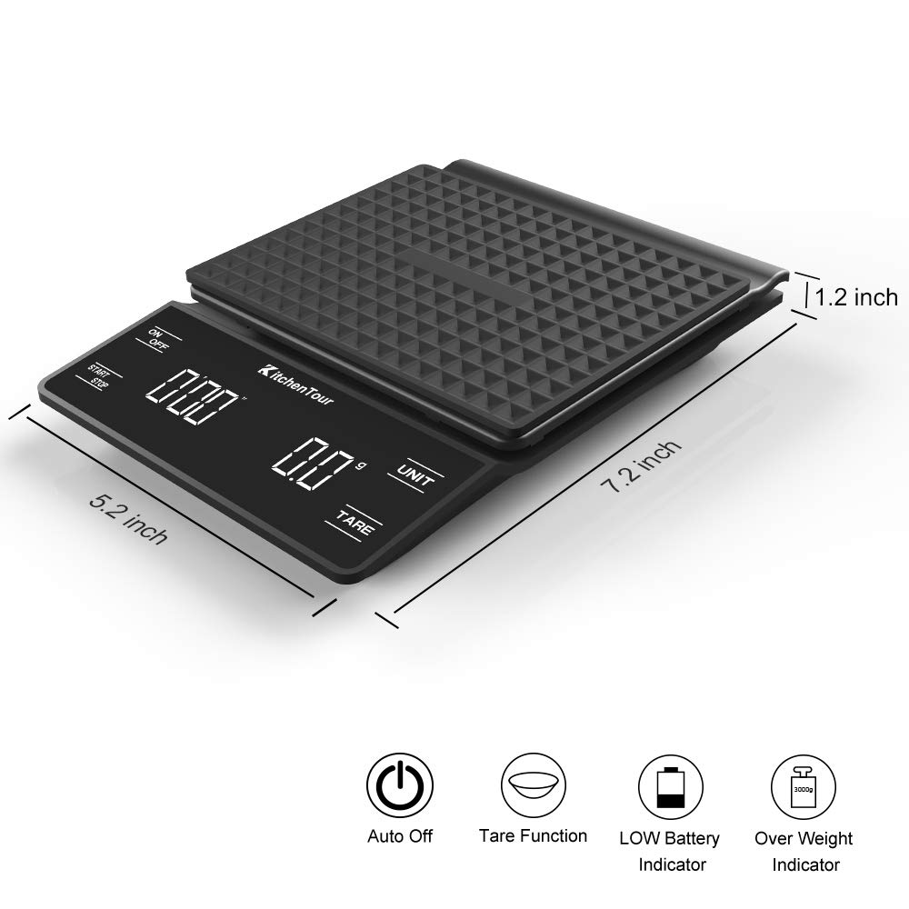 Kitchen Tools Coffee Scale With Timer Digital Multifunction Weighing Scale 3Kg0.1G Pour Over Drip Espresso Scale Lcd Display