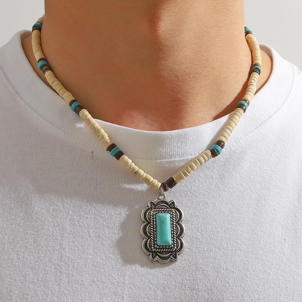 BLINGBAY Женское ожерелье с подвеской в стиле бохо, ретро, этнический стиль, бирюзовое ожерелье, индивидуальность, мода, сращивание, деревянные бусины, ожерелье, подарок на день рождения для девочки