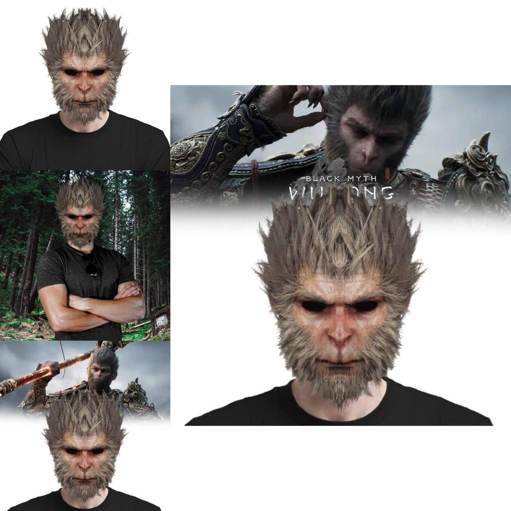 Unique Black Myth Wukong Mask Playful Monkey Headpiece For Halloween Cosplay Events