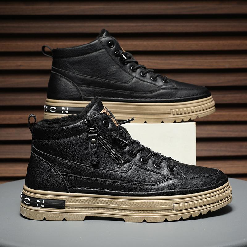 Мужская обувь зима новая средняя и высокая берцы мужские британские низкие повседневные кожаные туфли американские ретро рабочие хлопковые туфли