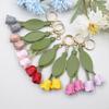 Car Decoration Tulip Flower Keychain Leather Bag Ornament Cute Keychain Pendant  Gift Toys