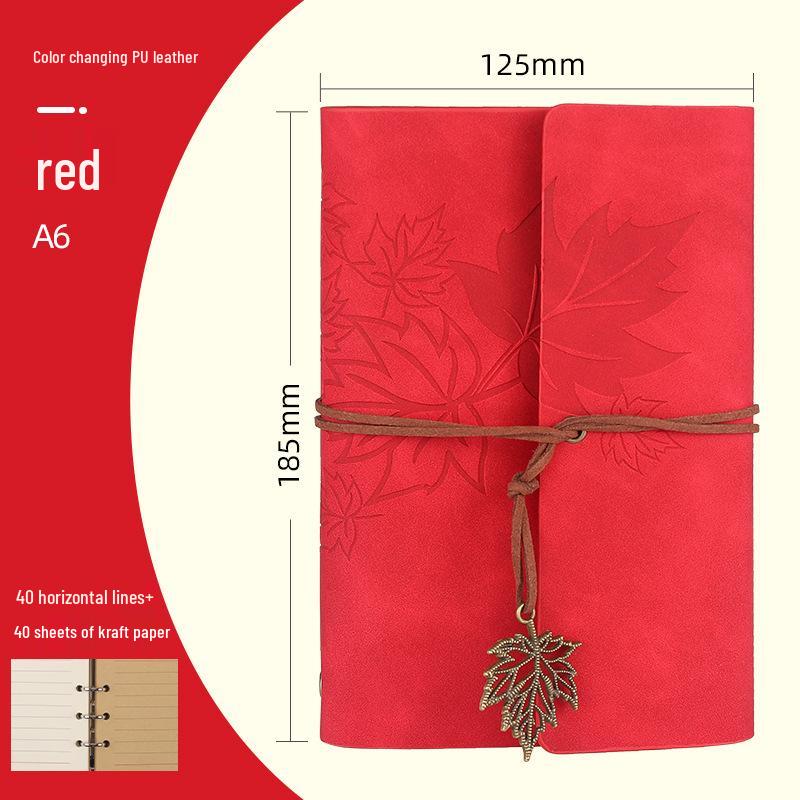 Ретро блокнот на кольцах «Кленовый лист» с настраиваемым логотипом и обложкой с эффектом «кожи»