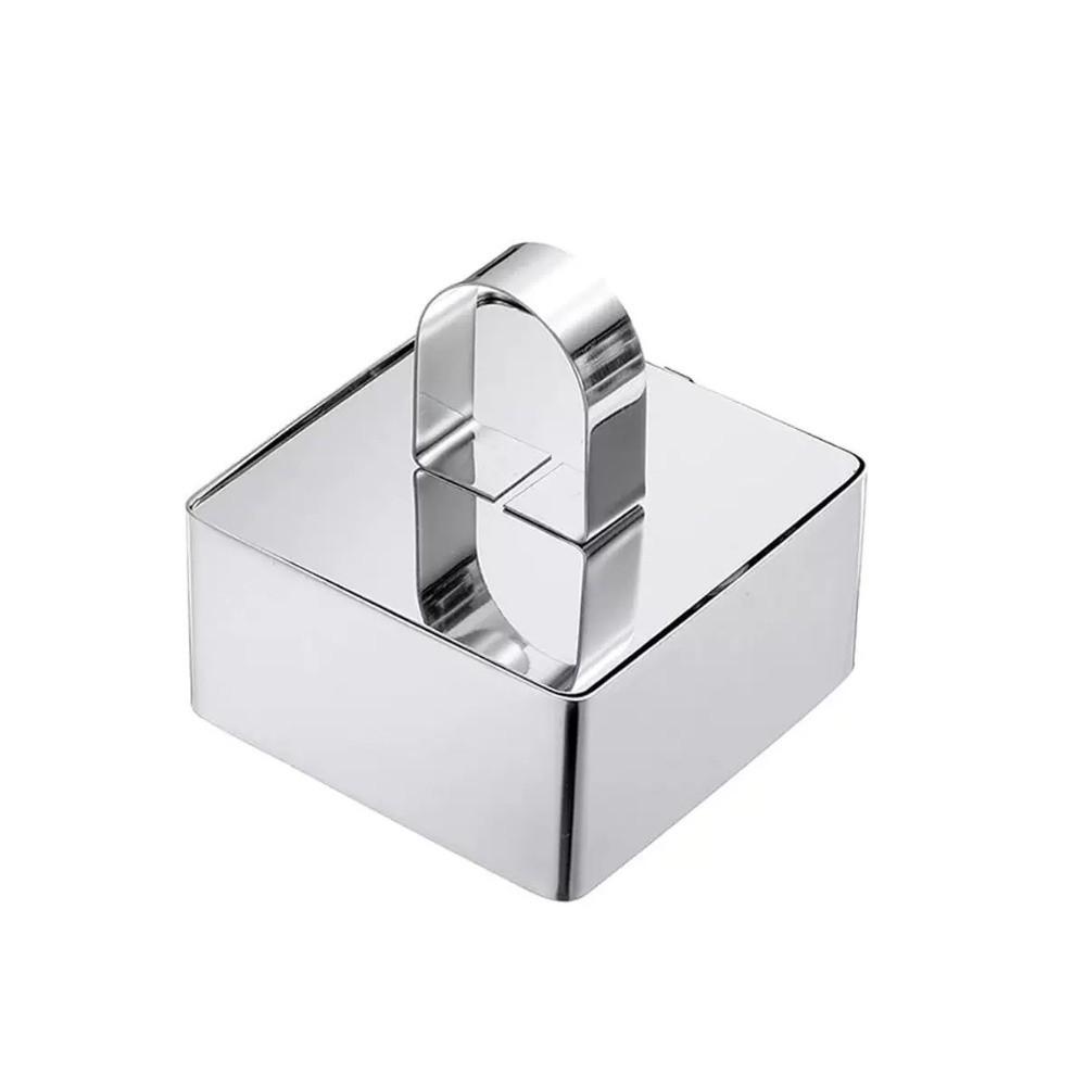 4PCS with Pusher Mousse Ring Mold Stainless Steel Cookie Mold Crumpet Ring Restaurant Catering