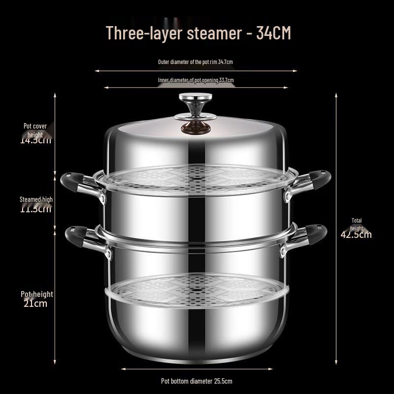 Zhu Chuang Jing Pin 34cm 201 Steel 2-Layer Steamer Pot