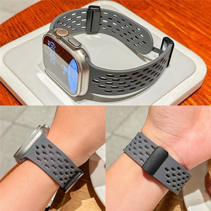 Силиконовый ремешок для часов для Apple Watch Band 49 мм 44 мм 40 мм 45/41 мм 42 мм 38 мм Дышащий ремешок iWatch Series Ultra Браслет Ремешок