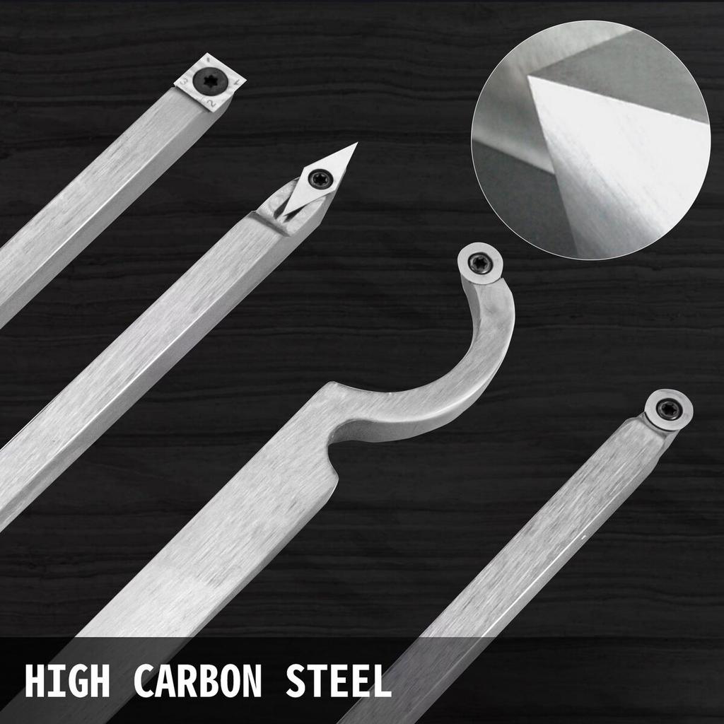 Wood Turning Tools for Lathe 4 PCS Set, Carbide Lathe Tools with Diamond Shape, Round, Square Cutters, Turning Lathe Chisels with Comfortable Grip