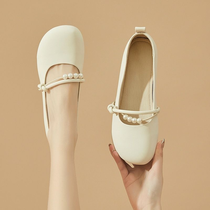 Mary Jane Women's Spring and Summer New Models with Skirts, Small Leather Shoes, Flat-soled Soft-soled Doudou Single Shoes, Thick Heels
