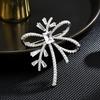 Simple Bow Ribbon Brooch Anti-Light Small Fragrance Inlaid Zircon Corsage Clothing Coat High-End Accessories