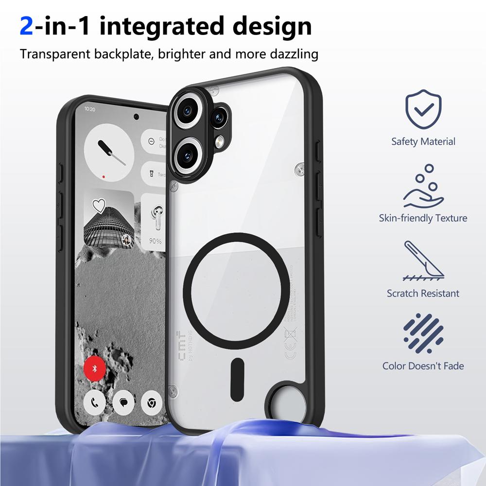 KEYSION Прозрачный магнитный чехол для телефона Nothing CMF Phone 2 Pro 1 Силикон+ПК HD Clear Ударопрочный чехол для CMF Phone 1 2Pro