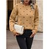 Women S Long Sleeve Crew Neck Pullover Sweater Polka Dot Jacquard Knit