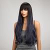 LOUIS FERRE Длинные волны Ombre, черные, синие парики с челкой для чернокожих женщин, натуральный синтетический парик для вечеринок, повседневный термостойкий парик