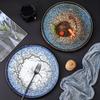 European Style Starry Sky Crackle Ceramic Dinner Plate Pizza Pasta Steak Plate 12 Inch Large Capacity Cutlery Kitchen Utensils