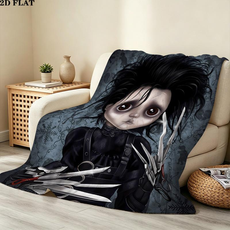 1PC Edward Scissorhands Patterned Flannel Blanket Suitable For All Seasons For Home Decor Warmth And Comfort Gifts Holiday Present
