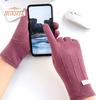 1 Pair Women Winter Warm Gloves, Solid Color, Wear Resistant, Windproof, Thickened, Fleece Lined, Touchscreen Gloves