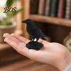 Matte Black Crow Sculpture 3D Printed Statue, Gothic Dark Academia Bird Sculpture, Raven Ornament Figurine, Stable Rock Base for Desk Display Cabinet,