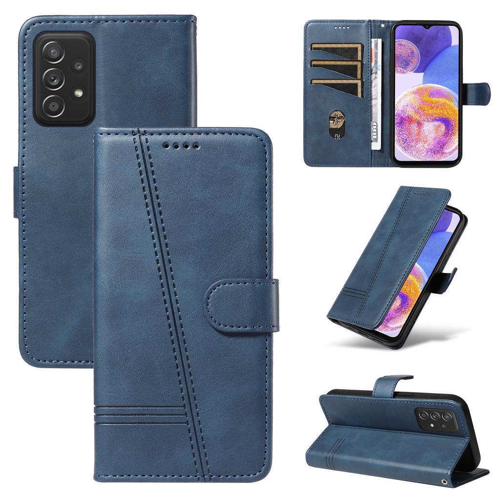 Line Leather Case For Samsung Galaxy A72 A52S A32 A22S A12 A91 A81 A71 A51 A41 A31 A21S M32 M22 Wallet Card Stand Cover Funda