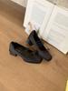 2025 French single shoes women's thick heels are beautiful and not tired of high heels ballet shoes retro bow Mary Jane shoes