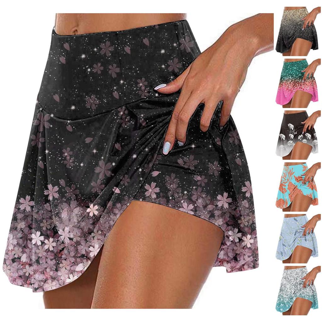 Женские спортивные эластичные плиссированные теннисные юбки для бега, йоги, внутренние шорты, эластичные спортивные шорты для гольфа