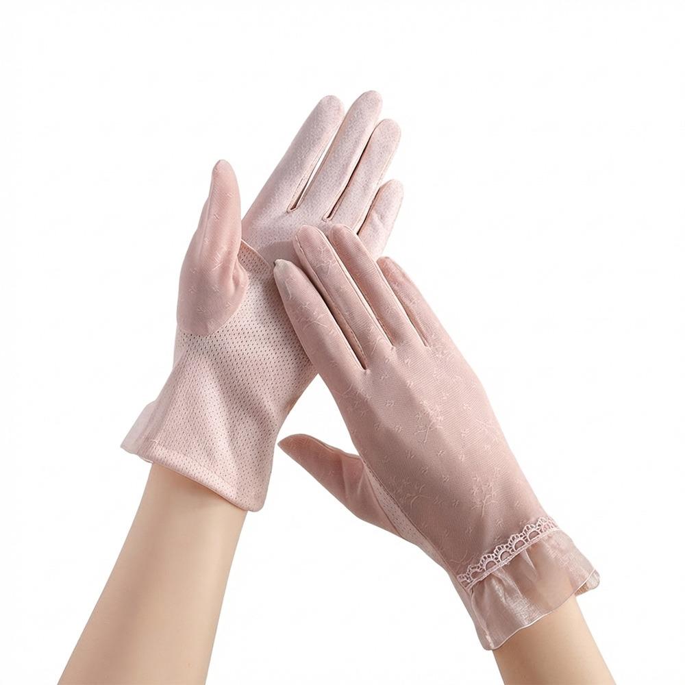 Lace Sunscreen Gloves Thin Touchscreen Gloves Summer Ice Silk Gloves for Women Female Lady