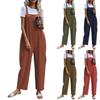 Женская мода, летние брюки-комбинезон из хлопка и льна, свободный повседневный комбинезон с карманами