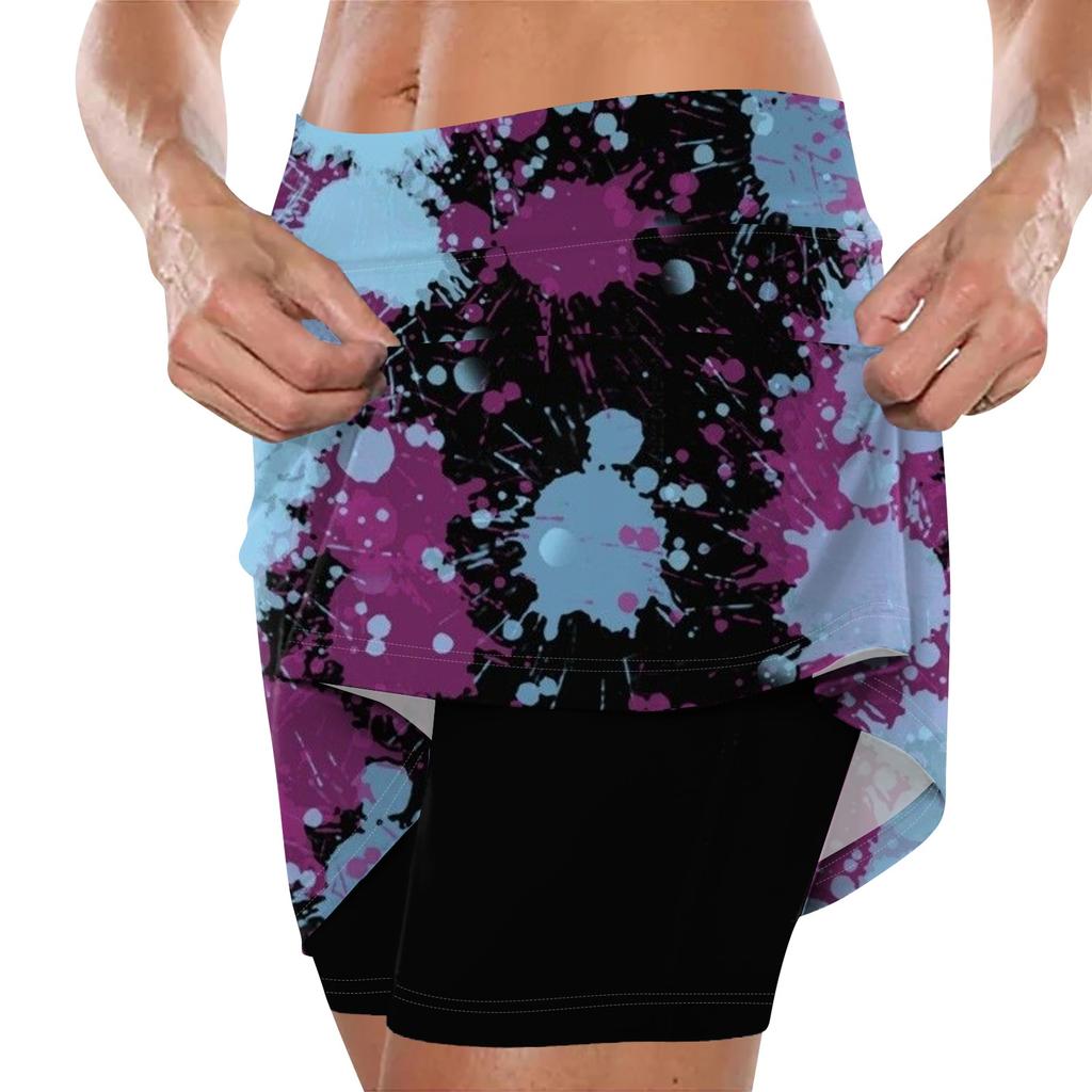 Женская юбка, эластичные брюки-кюлоты для йоги для женщин, спортивные шорты с принтом, легкие узкие однотонные бегуны с высокой талией