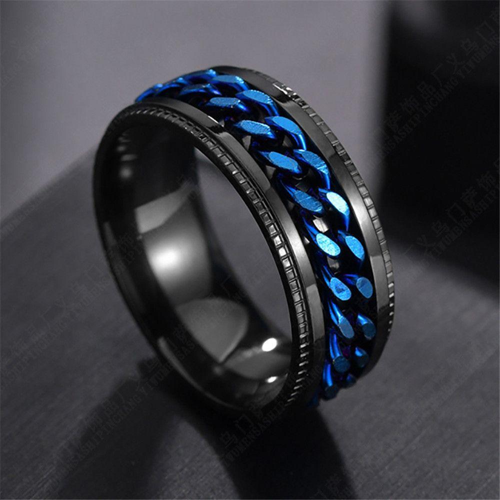 Spinner Rotating Punk For Teens Korean Finger Rings Men Rings Twist Chain Women Anxiety Rings