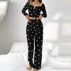 Весна-лето Пижамный комплект для женщин Домашняя одежда Длинные рукава Рубашка Брюки 2 предмета Сексуальная кружевная пижама Одежда для сна Одежда для отдыха