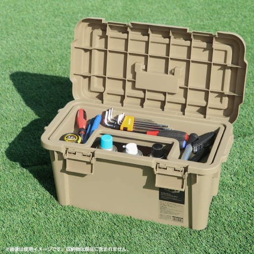 JEJ Astage S-Series Toolbox ST560S, Made In Japan, for Outdoor Storage and Camping, Sand Beige, 56cm Wide X 29cm Deep X 29cm High