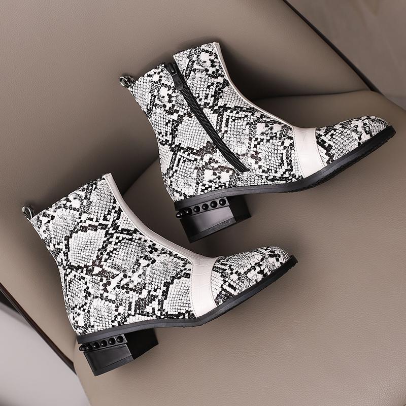 Krazing Pot Полиуретановые осенне-зимние туфли 47 размера 48 размера 49 размера 50 смешанные цвета сексуальные ботинки с круглым носком на молнии сохраняющие тепло ботильоны