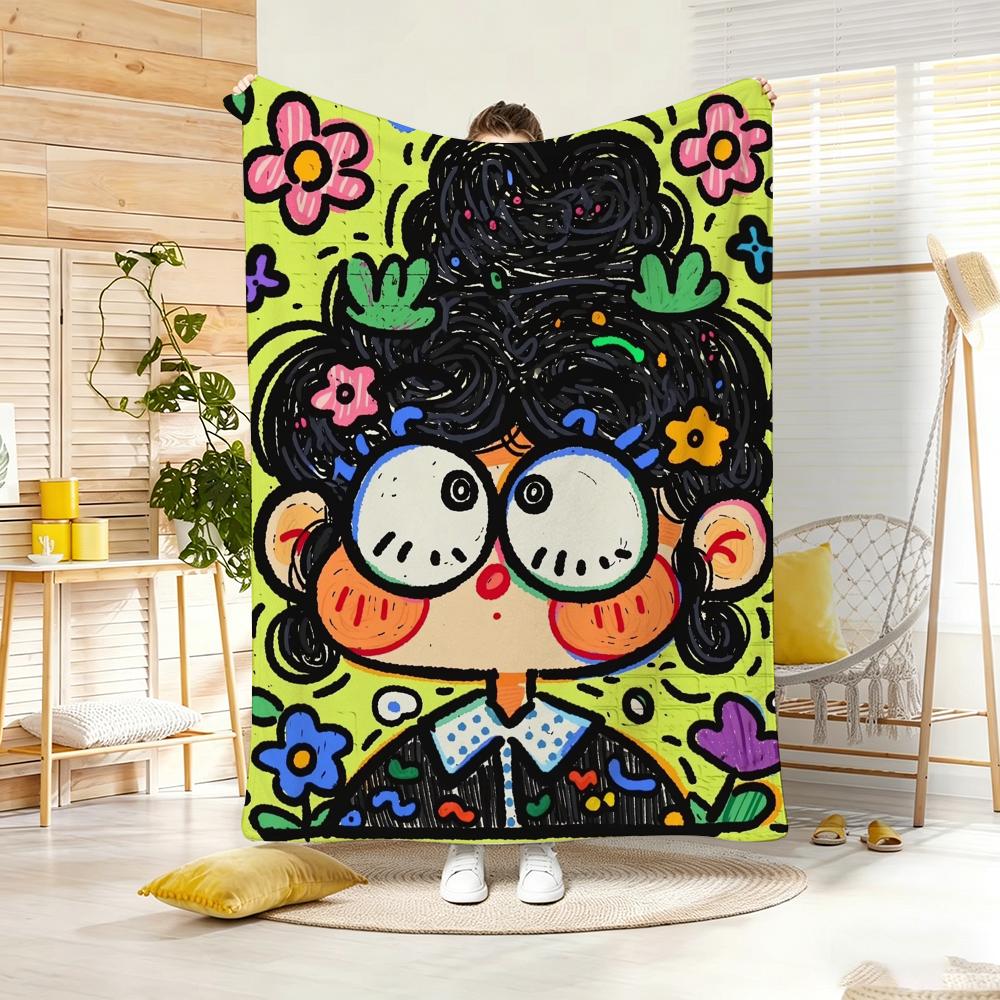 Painting Spring Girl Throw Lightweight g Flannel Blanket Soft Skinfriendly for Summer Cooling