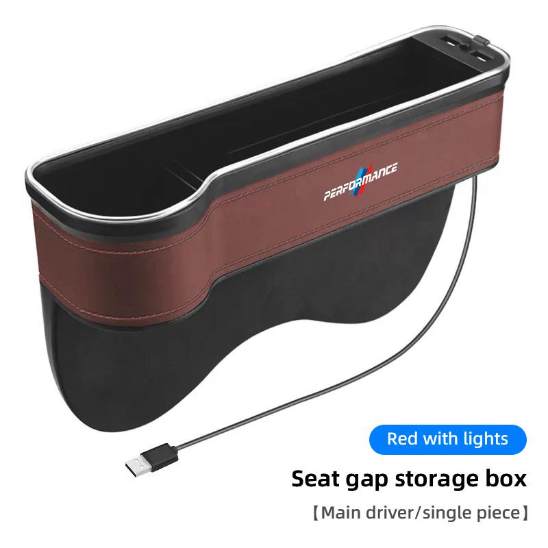 CXVA5 LED Light Car Seat Gap Storage Case Box For BMW M Performance G26 F11 F30 E90 E46 E60 E39 Car Interior Storage Pocket Cup Holder