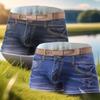 Мужские хлопковые джинсовые боксеры-брифы средней посадки - Дышащие, Сексуальные, Большого размера, Эластичные шорты