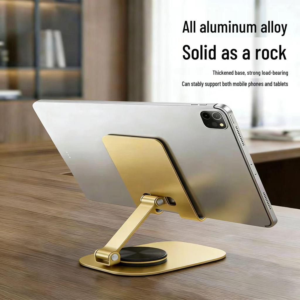 Carbon Steel 360° Rotating Phone Holder with Tablet Stand and Wealth Horse Figurine