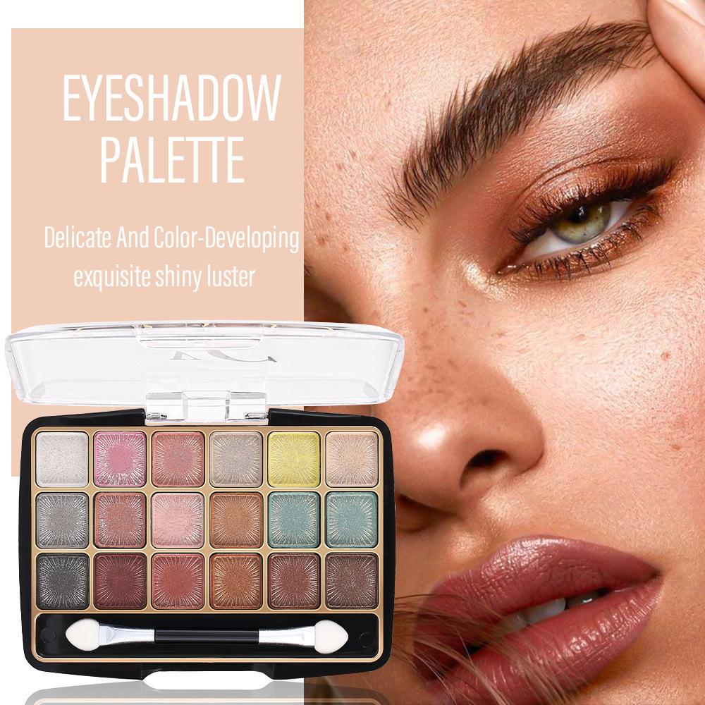 18 цветов, палитра теней для век, матовая пудра с блестками, неувядающая, прочная, устойчивая к поту пудра, румяна, женская палитра для макияжа