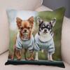 Cute Pet Animal Pillowcase Decorative Cute Puppy Chihuahua Pillowcase Soft Plush Cushion Cover for Car Sofa Home 45x45cm