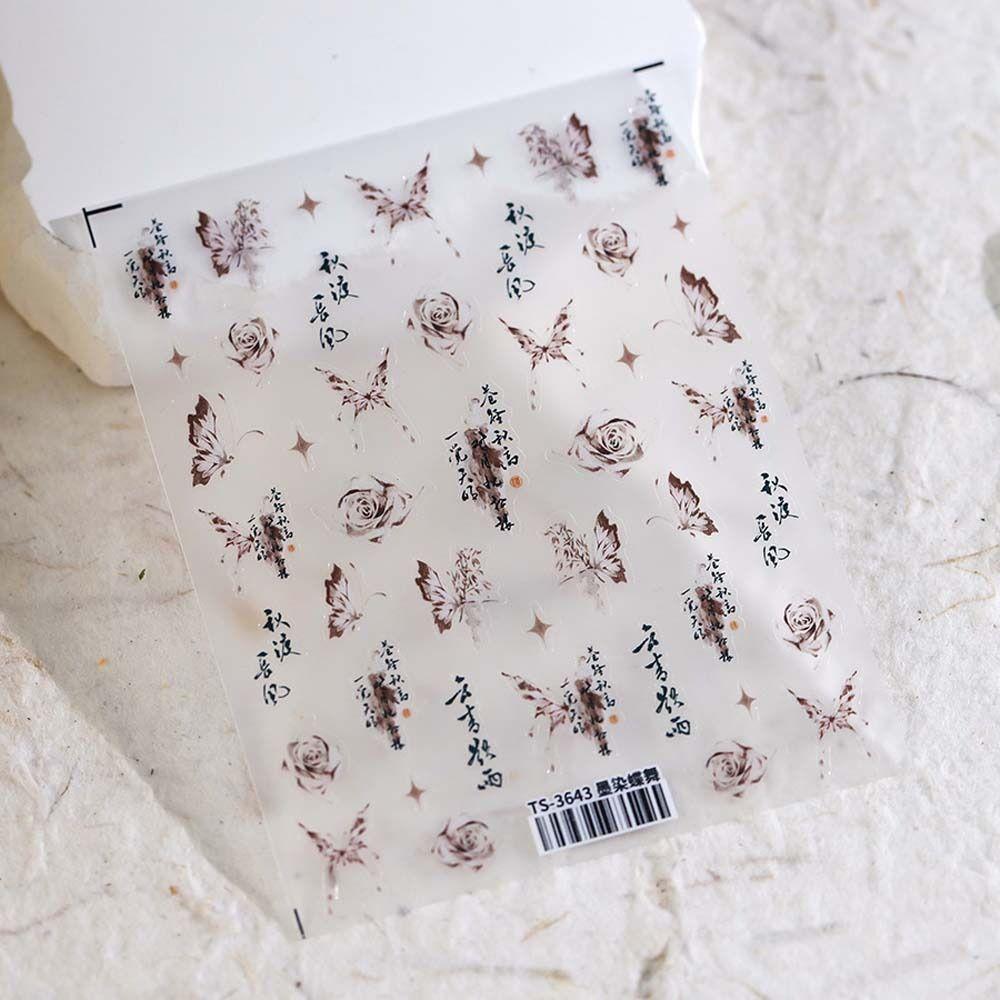 Наклейки для ногтей с китайскими цветами и жемчугом, бамбуковые листья, китайские украшения для ногтей, леди