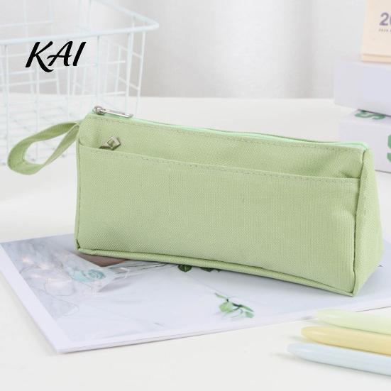 Solid Color Stationery Bag for Teens Pencil Case with Zipper And Handle, Durable Oxford Large Capacity Storage Rulers Organizer, Portable Lightweight