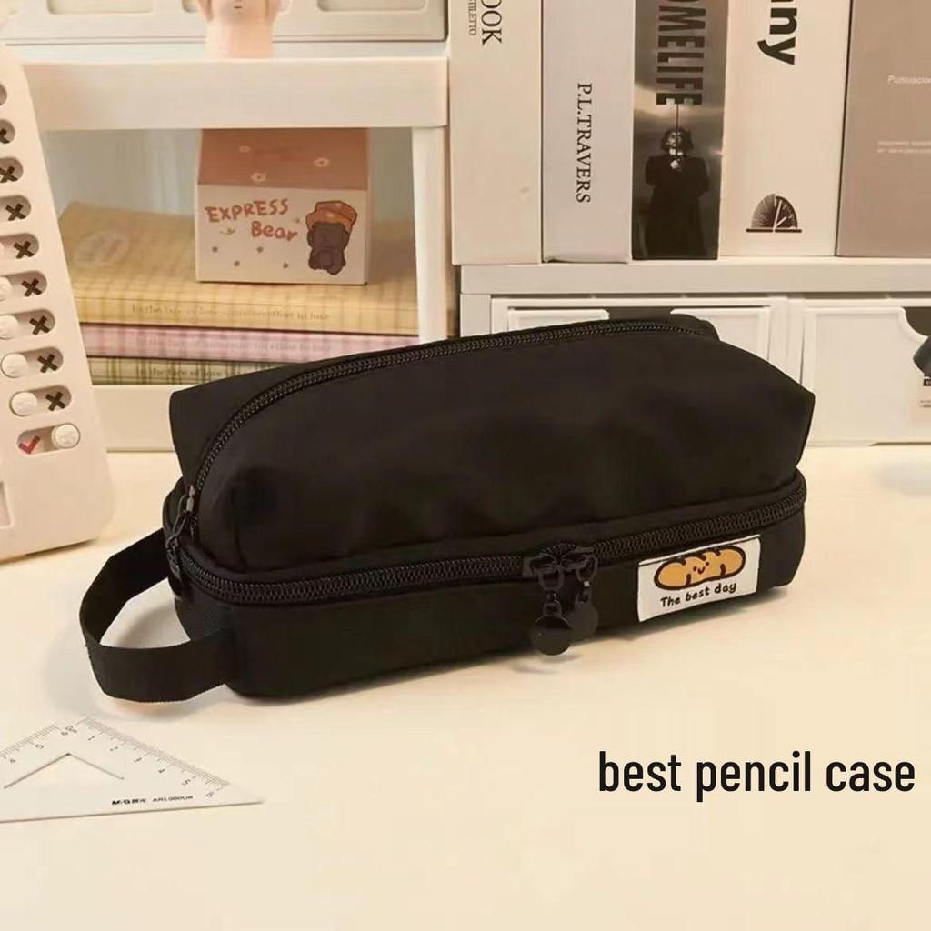 Двухъярусный пенал-раскладушка в японском стиле - Большая вместимость, простой черный дизайн