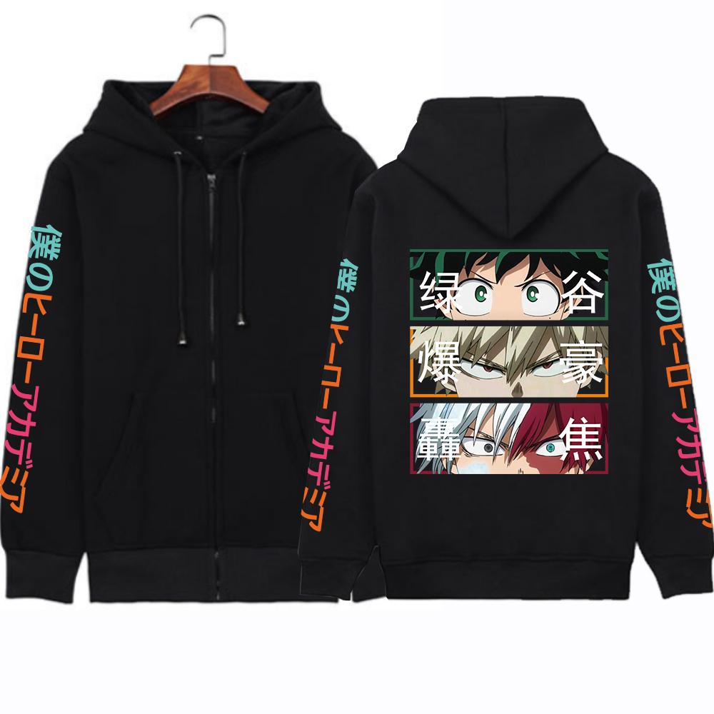 Harajuku Anime My Hero Academia Midoriya Izuku And Bakugou Katsuki Eyes Pirnt Men Women Zipper Hoodies Sweatshirt Zip Jacket