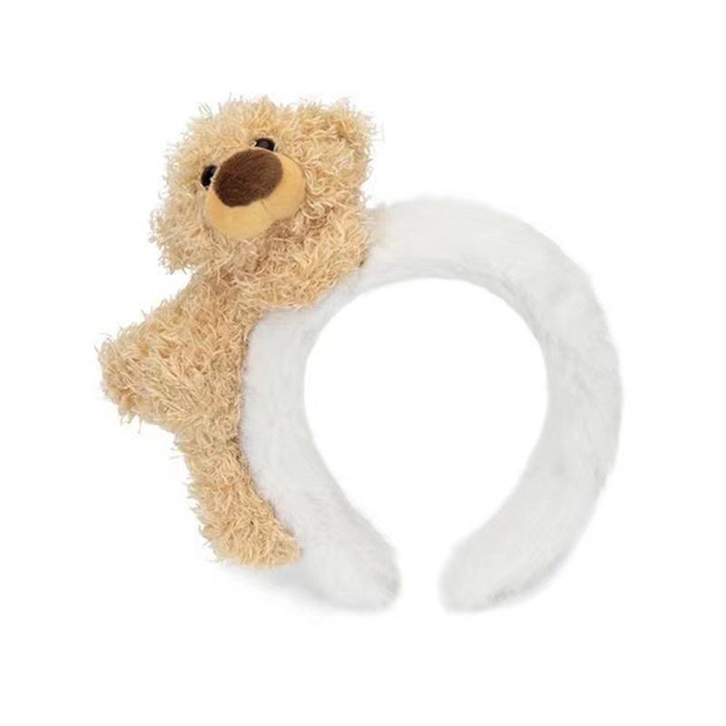 Милый плюшевый ободок для волос с изображением кролика и медведя для девочек, женский мультяшный широкий плюшевый ободок для волос, милая повязка на голову для мытья лица, повседневные аксессуары для волос