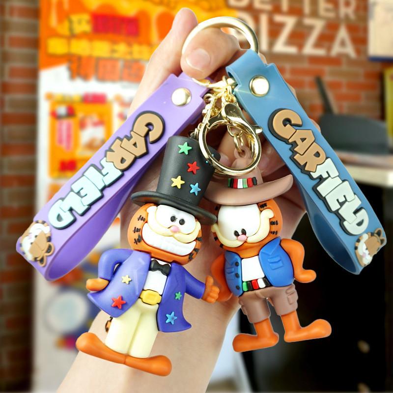 Очаровательный брелок Гарфилд Мультяшный персонаж в ковбойской шляпе Милый аксессуар для сумки