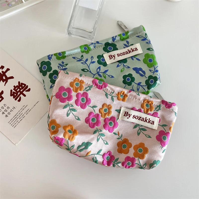 New Korean Women Floral Makeup Bags Cosmetic Bag Organizer Pouch Travel Make Up Toiletry Bag Canvas Beauty Case Pencil Case