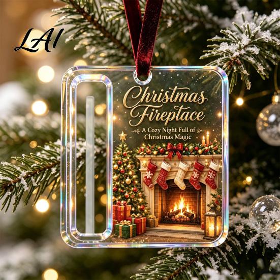 Acrylic Cash Holder Ornaments 2Pcs Christmas Hanging Decor Money Gift Ornament with Santa Claus Snowman Design Tree Pendant for Surprise Giving