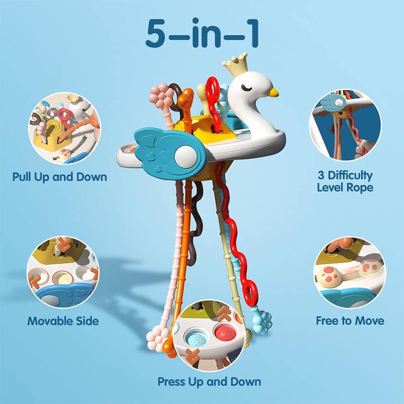 Детские игрушки Монтессори для развития детей 1, 2, 3 лет, силиконовые игрушки для прорезывания зубов, сенсорные игрушки на веревочке для детей, подарок 6, 12 месяцев