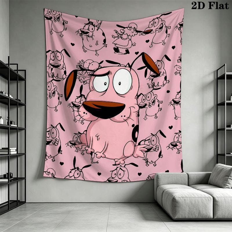 Courage the Cowardly Dog Wall Tapestry Aesthetic Wall Hanging Printed Fabric Blanket Decorative Tapestries for Bedroom Living Room Home Decor
