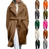 Women's Casual Loose Solid Color Plush Jacket, Thickened Long Autumn And Winter Jacket